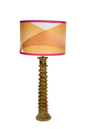 Lampe en Tamegroute ocre et vert. Une création Elle'S Design.